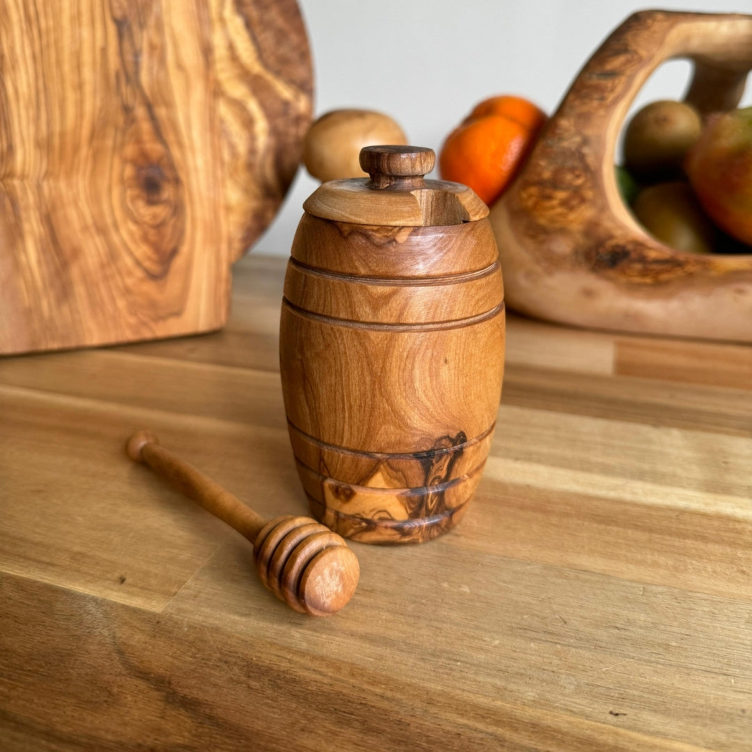 Olive Wood Honey Pot & Dipper