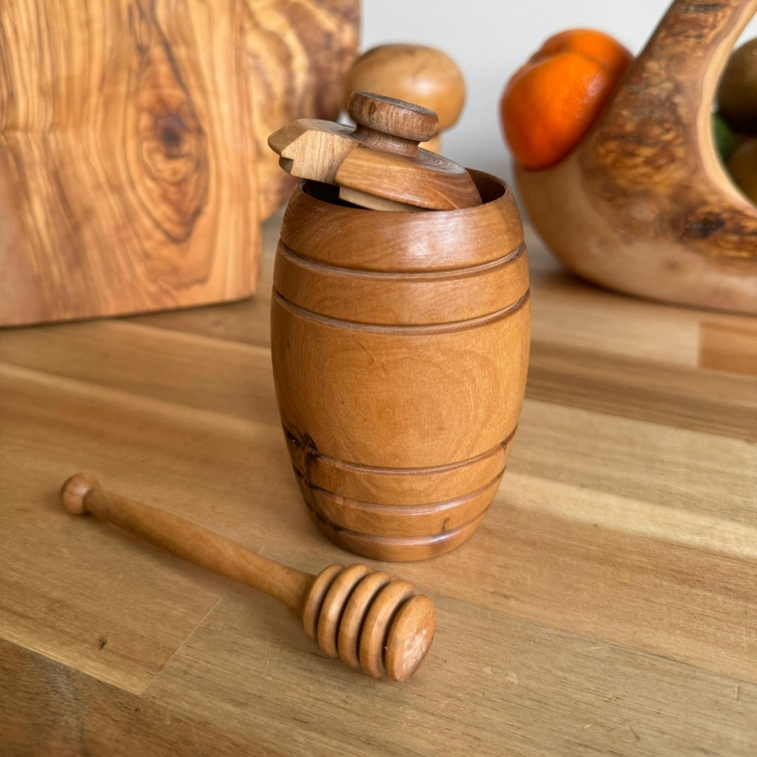Olive Wood Honey Pot & Dipper