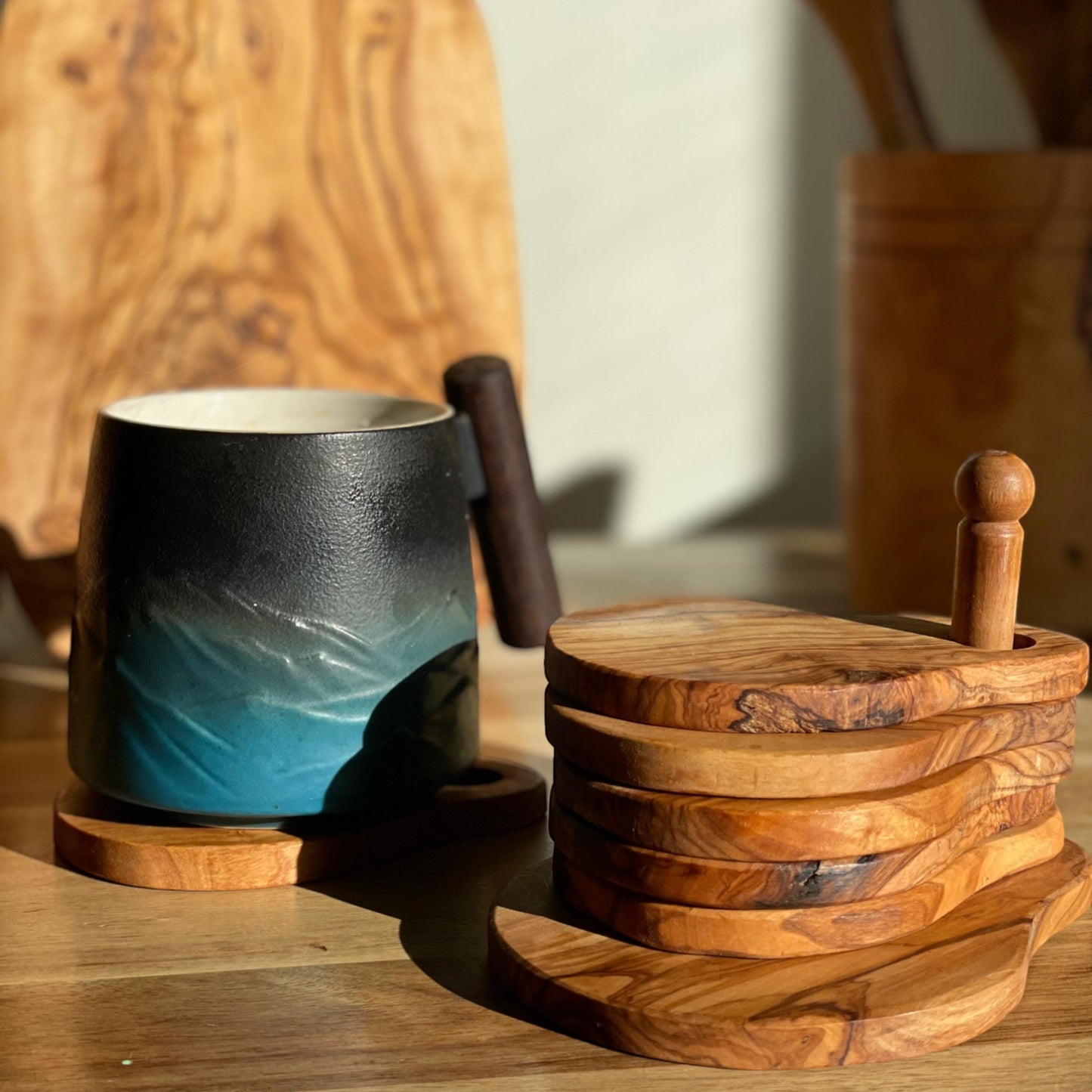 Olive Wood Coasters (Set of 6)