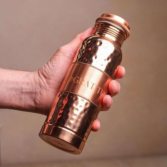 Handmade Pure Copper Water Bottle In Floral Design With Ayurvedic Health Benefits Yoga Fitness Copper Bottle Gift For Her Copper Drinkware - Foto 2