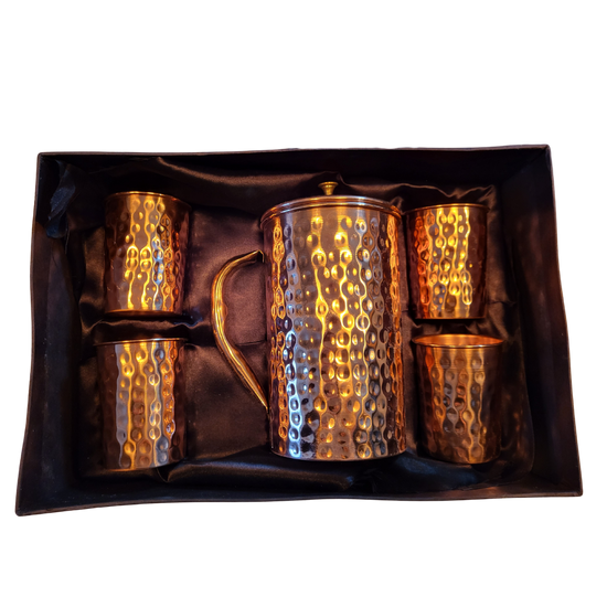 Copper Jug + 4 Tumblers