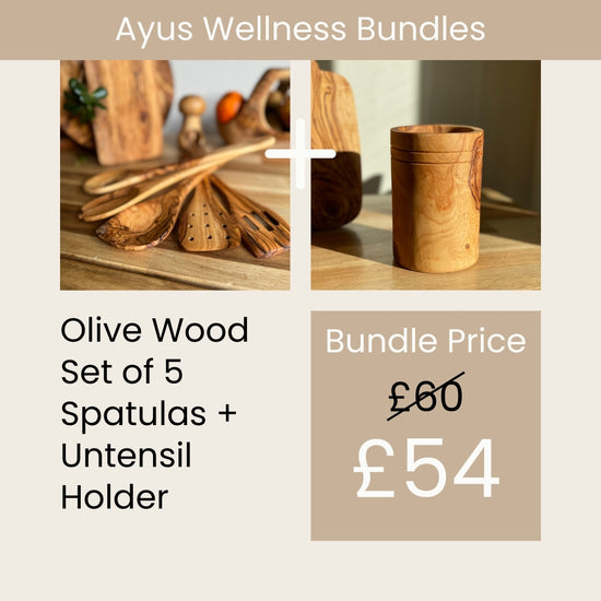 Olive Wood Spoons+ Holder Bundle